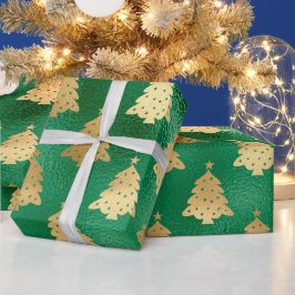 Gold Green Metallic Weihnachtsbaum Urlaub Geschenkpapier