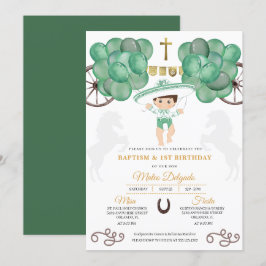 Gold & Green Mexican Baby Boy Charro Taufe Einladung