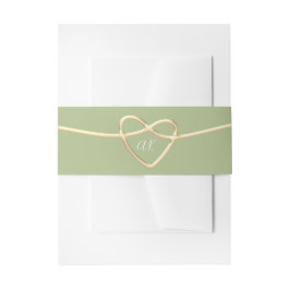 Gold & Green Monogram Wedelband Einladungsbanderole