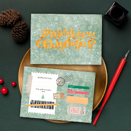 Gold Green Pattern Christmas Ticket Gift Voucher
