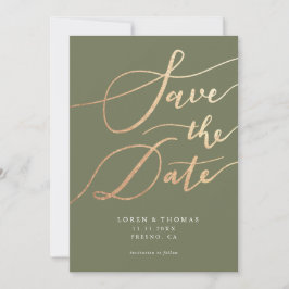 Gold Green Script Typografie Save The Date