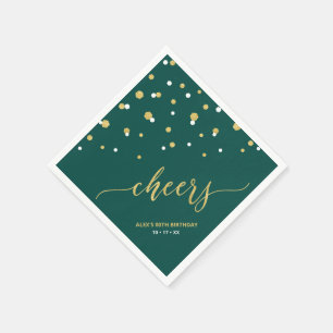 Gold & Green Sechseck-Konfetti Prost Benutzerdefin Serviette