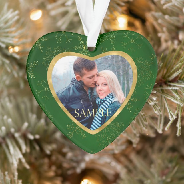 Gold Green Vine Fotomodell Erste Weihnachten Ornament (Baum)