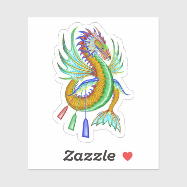 Gold & Green Water Dragon Aufkleber (Blatt)
