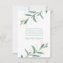 Gold Green Watercolor Floral Vielen Dank Dankeskarte