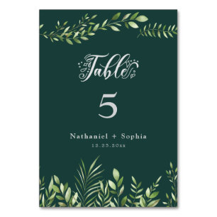 Gold Green Watercolor Tafel Tischnummer