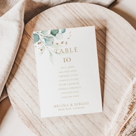 Gold Green Wedding Table 6 Seekarten Einladung