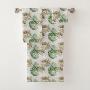 Gold Green White Feuilles tropicaux