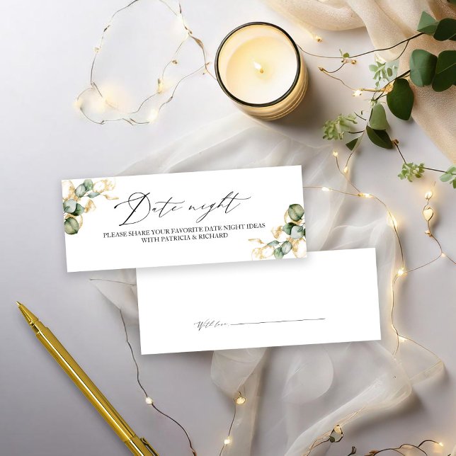 Gold Greenery Brautparty Date Night Cards (Von Creator hochgeladen)