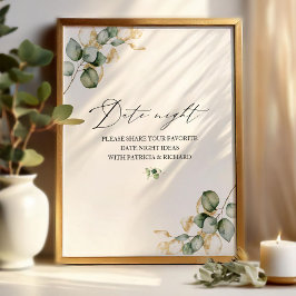 Gold Greenery Brautparty Date Night Jar Sign Poster