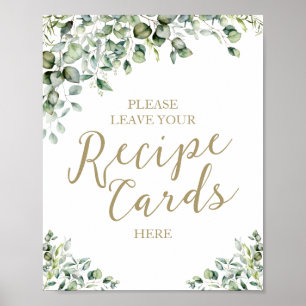 Gold Greenery Brautparty Rezept Karten signieren Poster