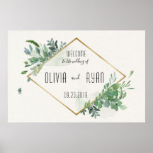 Gold Greenery Frame Wedding Willkommen