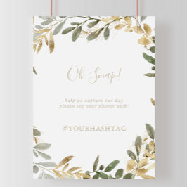 Gold Greenery Hochzeit im Herbst Oh Snap Signing Poster