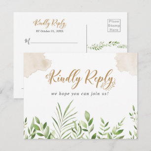 Gold Greenery Song Request UAWG Postcard Einladungspostkarte