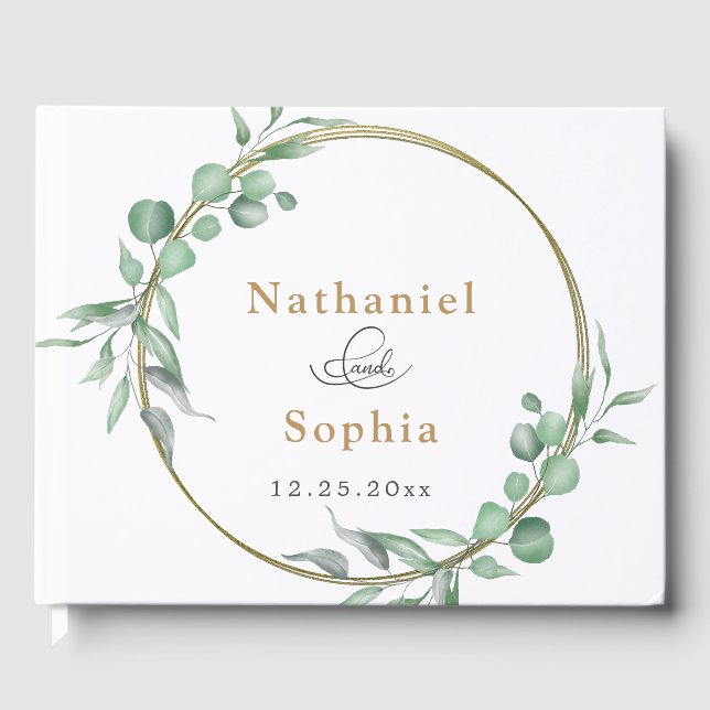 Gold Greenery Wedding Gästebuch (Vorderseite)