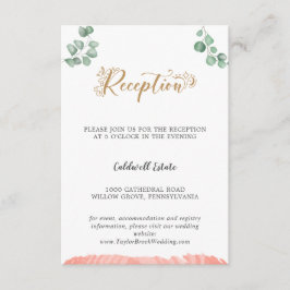 Gold Greenery Wedding Reception Insert Card