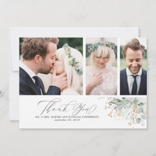 Gold Greenery Wedding Vielen Dank Foto Dankeskarte