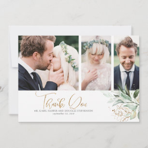 Gold Greenery Wedding Vielen Dank Foto Dankeskarte