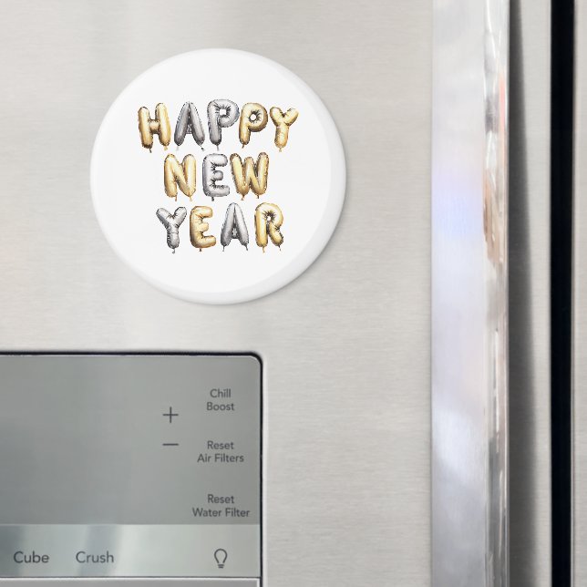 Gold Grey Happy New Year Magnet (In Situ (Kühlschrank))