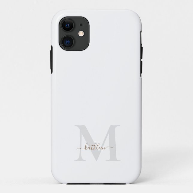 Gold & Grey Monogramm & Name Swash-Schrift  Case-Mate iPhone Hülle (Rückseite)