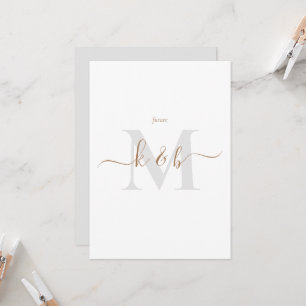 Gold & Grey Monogramm-Schwung-Schrift Brauteltern  Einladung