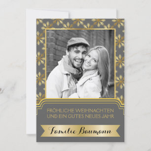 Gold, grey snowflake Frohe Weihnachten photo