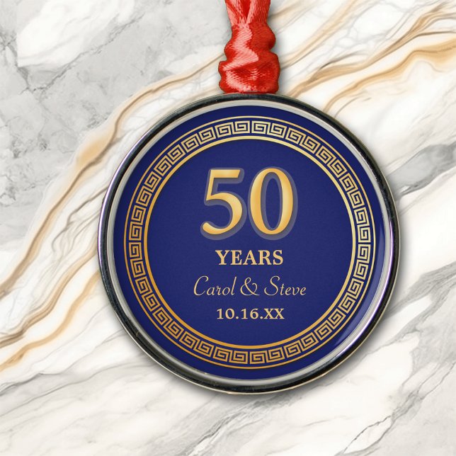 Gold griechische Key Frame Blue 50 Jahre alt Ornament Aus Metall (Von Creator hochgeladen)