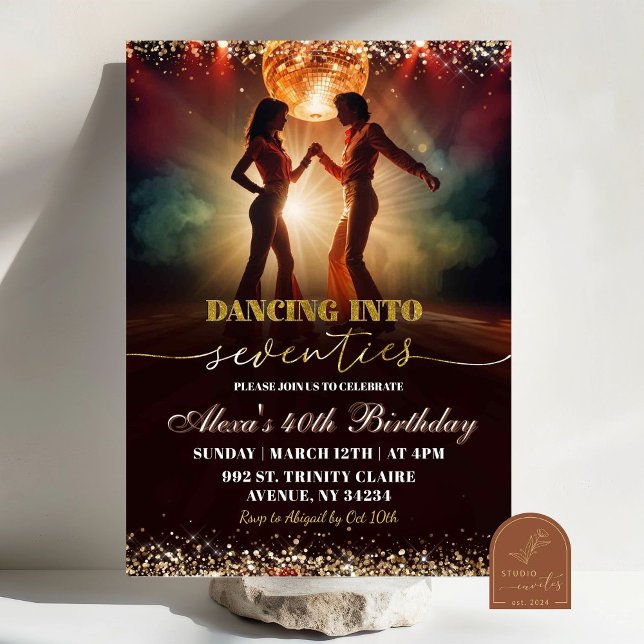 Gold Groovy Disco Dance 70er Birthday Einladung (Von Creator hochgeladen)