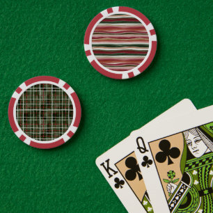 Gold Grün Burgunder Rotrosa Rote Streifen Pokerchips