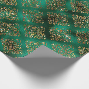 Gold Grün Damast Elegant Chic Weihnachten Geschenkpapier
