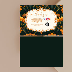 Gold Grün Elegantes Art Deco Professionell Dankeskarte