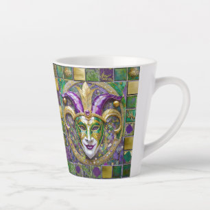 Gold Grün Lila Mardi Gras Narrenmaske Milchtasse