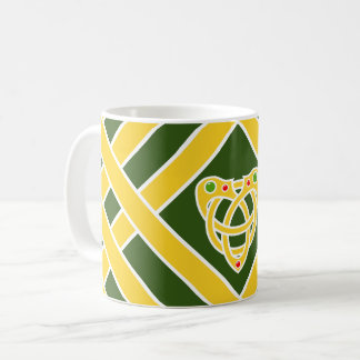 Gold/Grün-/weißebänder/Streifen, keltischer Kaffeetasse