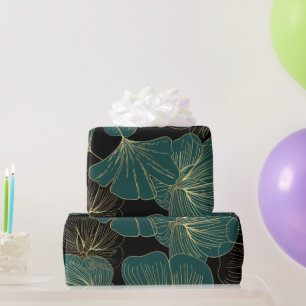 Gold-grüne Blätter Geschenkpapier