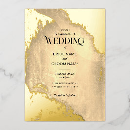 Gold Grunge Texture Wedding Folieneinladung