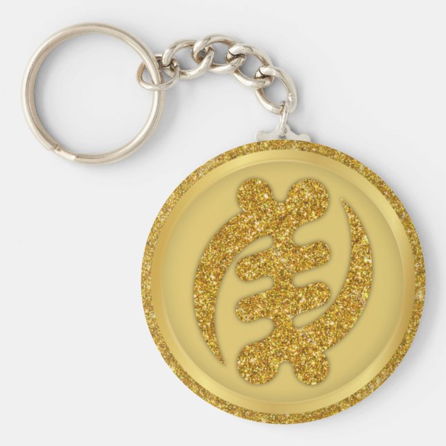 Gold Gye Nyame African Adinkra Schlüsselanhänger (Vorne)
