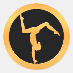 Gold Gymnast Runder Aufkleber