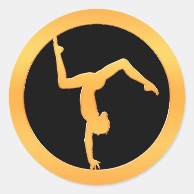 Gold Gymnast Runder Aufkleber (Vorderseite)