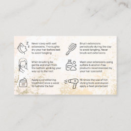Gold Hair Extensions Carte de soins postérieurs