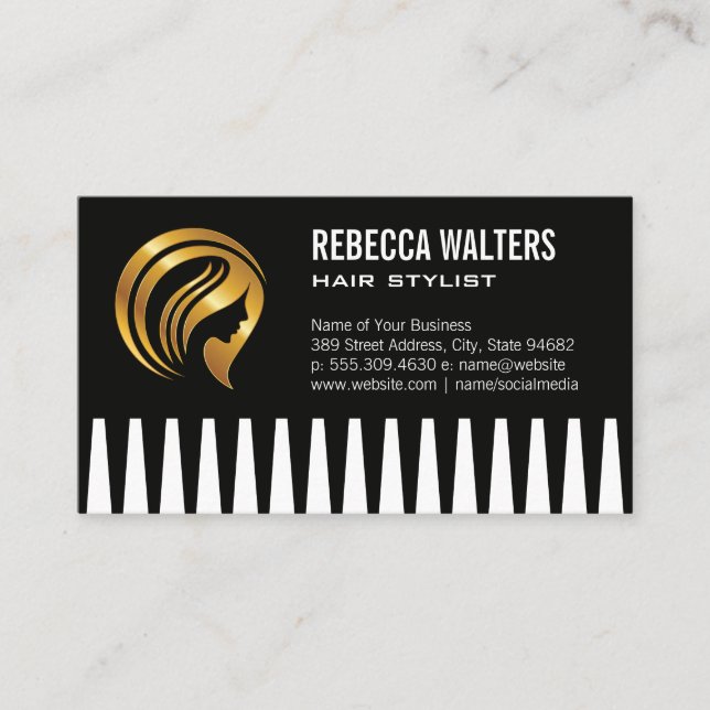 Gold-Hair-Logo | Womens Beauty Visitenkarte (Vorderseite)
