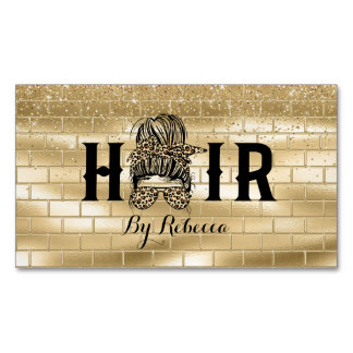 Gold Hair Stylist Magnetic Business Card Magnetische Visitenkarte