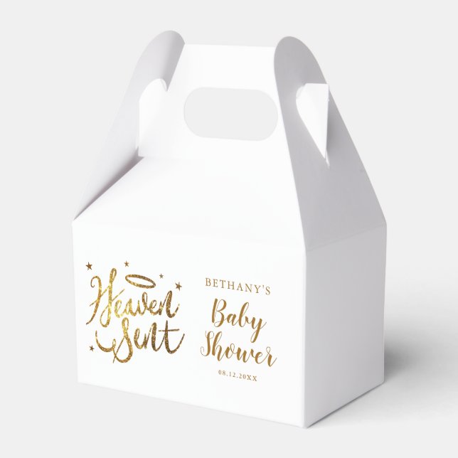 Gold Halo Heaven Sent Baby Dusche Geschenkschachtel (Vorderseite)