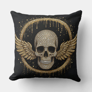 ☠️ Gold-Halo-Totenkopf-Emblem für dunkle Geschenke Kissen