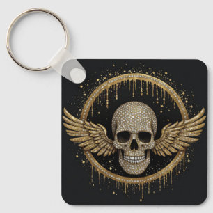 ☠️ Gold-Halo-Totenkopf-Emblem für dunkle Geschenke Schlüsselanhänger
