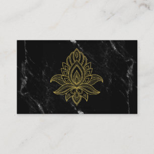 ~ Gold Hamsa Schwarz-weißer Marmor Abstrakt gespen Visitenkarte