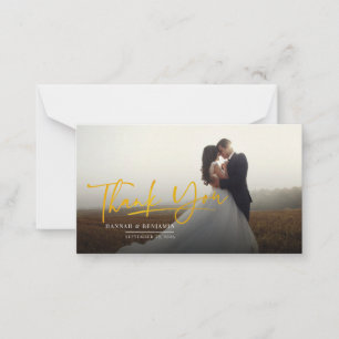Gold Hand Letted Wedding Foto Dankeschön Card Mitteilungskarte