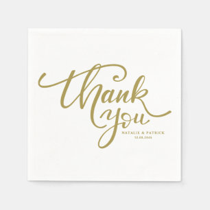 Gold Hand Letter Wedding Danke Serviette