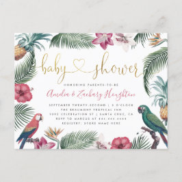 Gold handgeschriebene Script Tropics Baby Dusche Einladungspostkarte