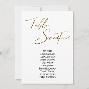 Gold Handschrift Tabelle siebzehn Sitzplakette