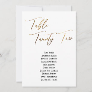 Gold Handwriting Table 22 Seats Chart